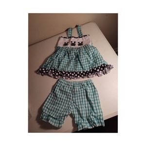 Girls matching crab summer set